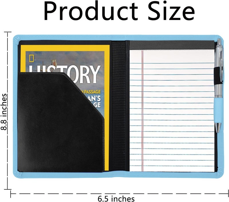 Konper Classic Padfolio/Junior Portfolio Folder Case, Business A5 Binder Organizer Notepad for Men Women, 5 x 8 Writing Pad Included, Sky Blue - Image 3